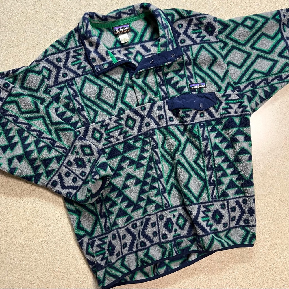 Old School Patagonia Synchilla Pullover Aztec Blue